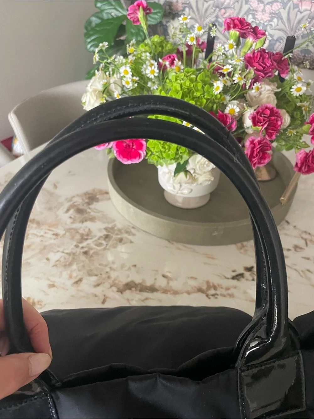 Tory Burch Black Nylon Tote with Gloss Logo